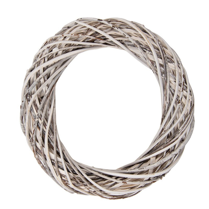 Clayre & Eef Rattan-Kranz Ø 30 cm Weiß gewaschen – Shabby Chic Rohling (6RO0610MW)