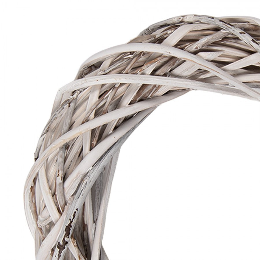 Clayre & Eef Rattan-Kranz Ø 20 cm Weiß gewaschen – Mini Rohling (6RO0610SW)