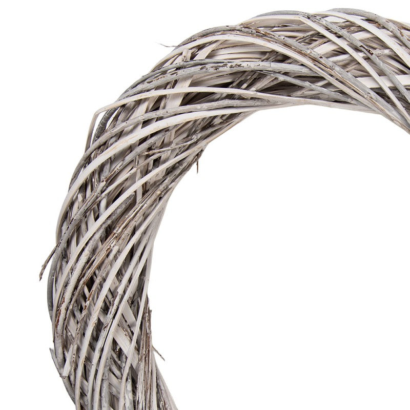 Clayre & Eef Rattan-Kranz Ø 50 cm Weiß gewaschen – XL Shabby Chic Rohling (6RO0610XLW)