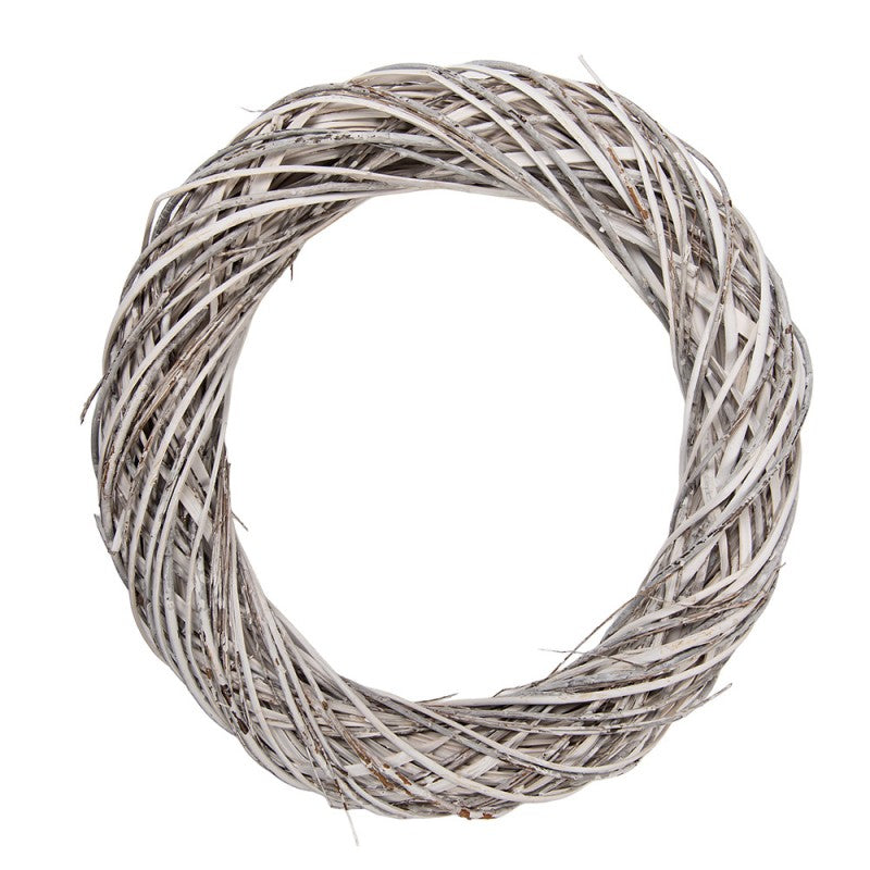 Clayre & Eef Rattan-Kranz Ø 50 cm Weiß gewaschen – XL Shabby Chic Rohling (6RO0610XLW)