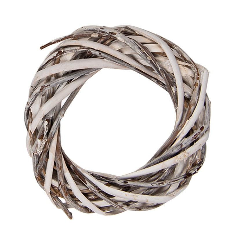 Clayre & Eef Rattan-Kranz Ø 10 cm Weiß – Zierlicher Mini-Rattankranz (6RO0610XSW)