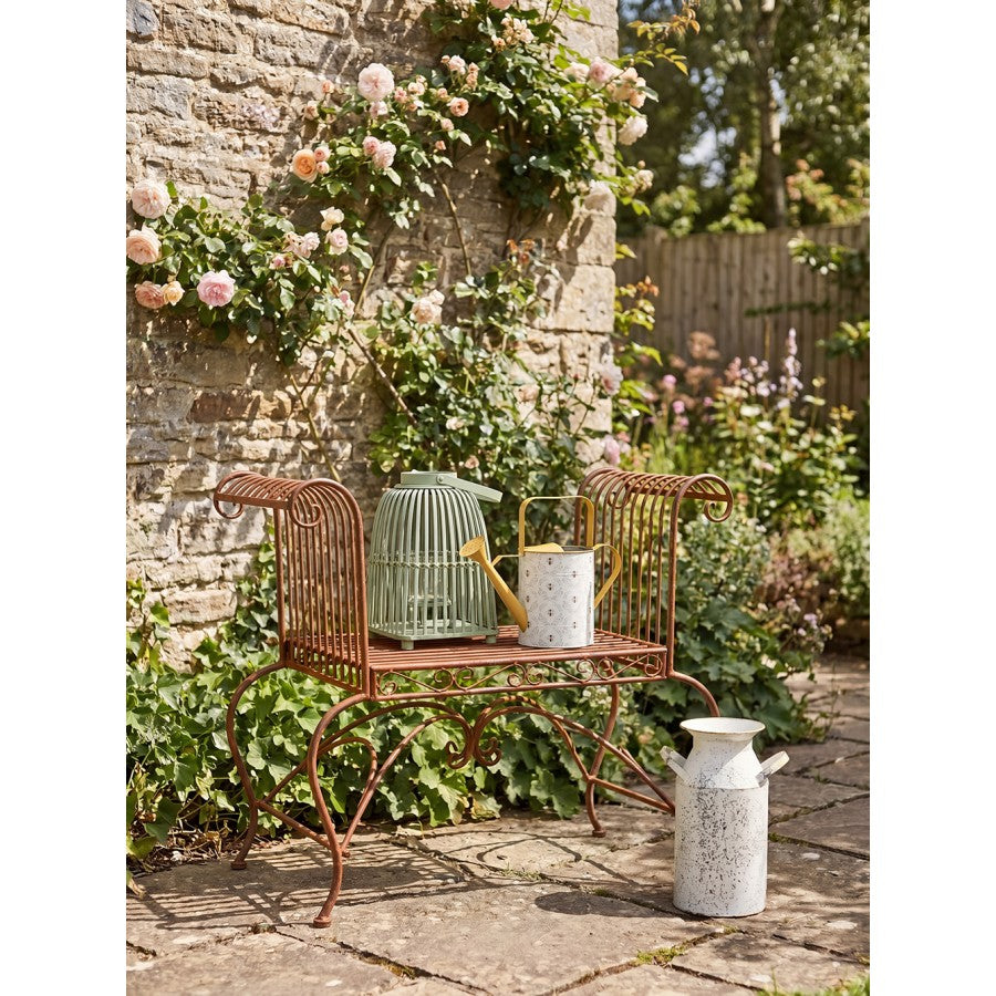 Rattan-Windlicht Käfigform mit Glaseinsatz Salbeigrün 21x21x30 cm von Clayre & Eef (6RO0612M)