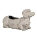 Clayre & Eef Blumentopf Hund Dackel 24x9x13 cm Grau – Steinguss Tierfigur (6TE0305)