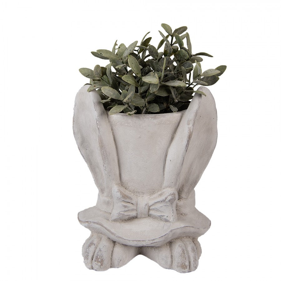 Clayre & Eef Blumentopf Kaninchen Hase 20x20x25 cm Beige – Große Steinguss Figur (6TE0553L)