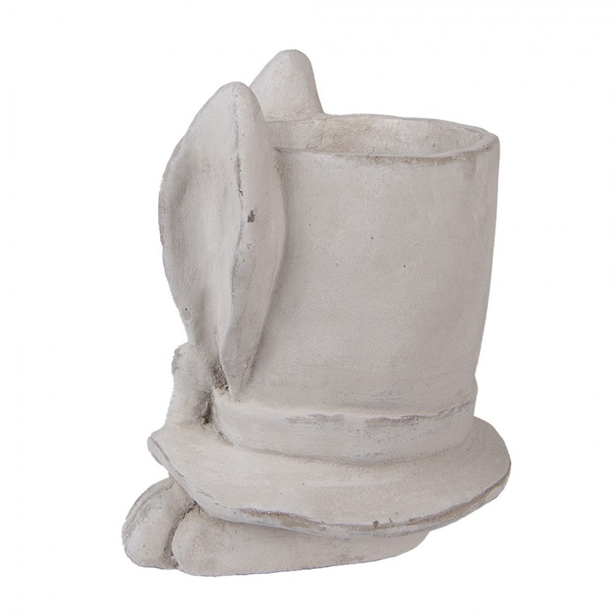 Clayre & Eef Blumentopf Kaninchen Hase 20x20x25 cm Beige – Große Steinguss Figur (6TE0553L)