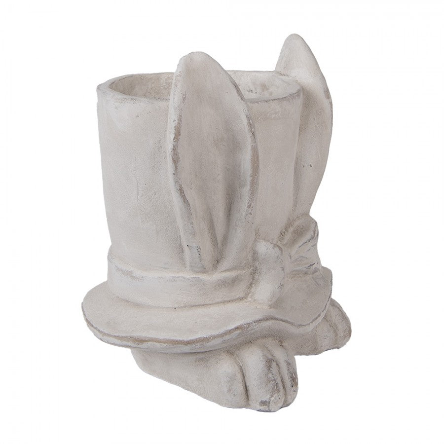 Clayre & Eef Blumentopf Kaninchen Hase 20x20x25 cm Beige – Große Steinguss Figur (6TE0553L)