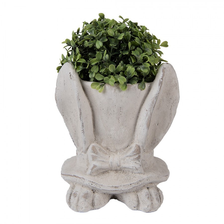 Clayre & Eef Blumentopf Kaninchen Hase 17x16x19 cm Beige – Steinguss Figur (6TE0553M)