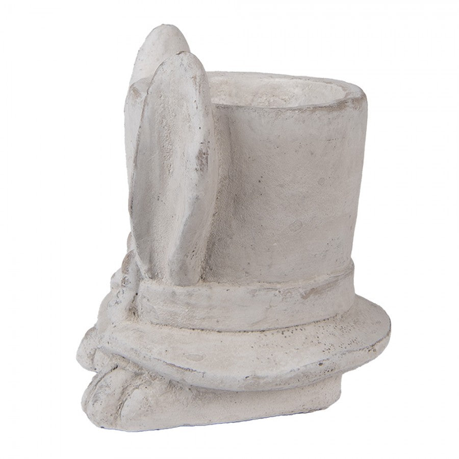 Clayre & Eef Blumentopf Kaninchen Hase 17x16x19 cm Beige – Steinguss Figur (6TE0553M)