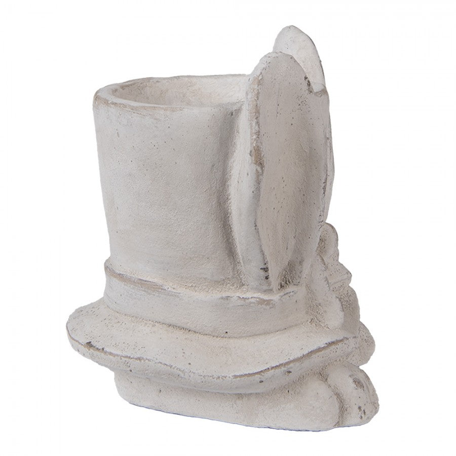 Clayre & Eef Blumentopf Kaninchen Hase 17x16x19 cm Beige – Steinguss Figur (6TE0553M)