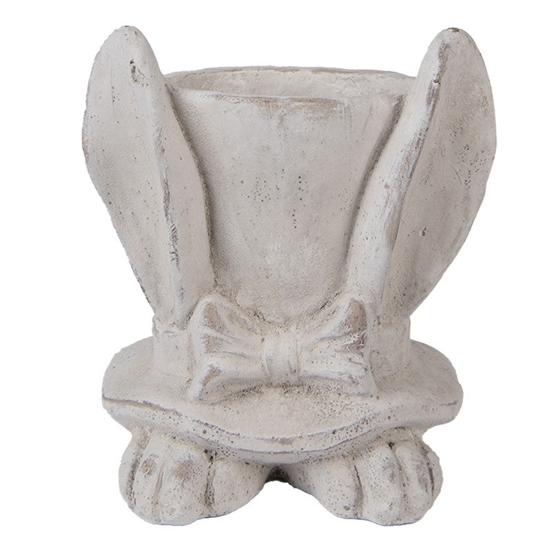 Clayre & Eef Blumentopf Kaninchen Hase 17x16x19 cm Beige – Steinguss Figur (6TE0553M)