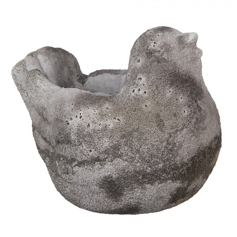 Clayre & Eef Blumentopf Vogel 18x12x13 cm Grau – Steinguss Tierfigur (6TE0564)