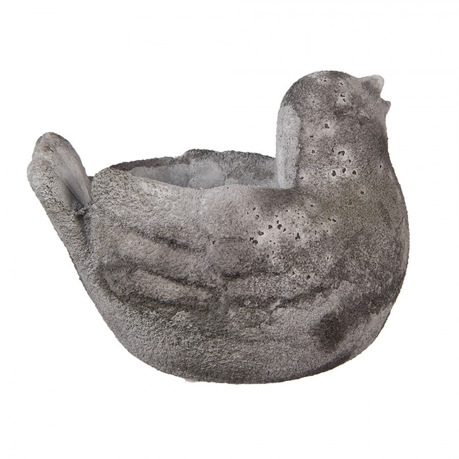 Clayre & Eef Blumentopf Vogel 18x12x13 cm Grau – Steinguss Tierfigur (6TE0564)