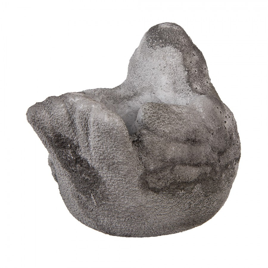 Clayre & Eef Blumentopf Vogel 18x12x13 cm Grau – Steinguss Tierfigur (6TE0564)