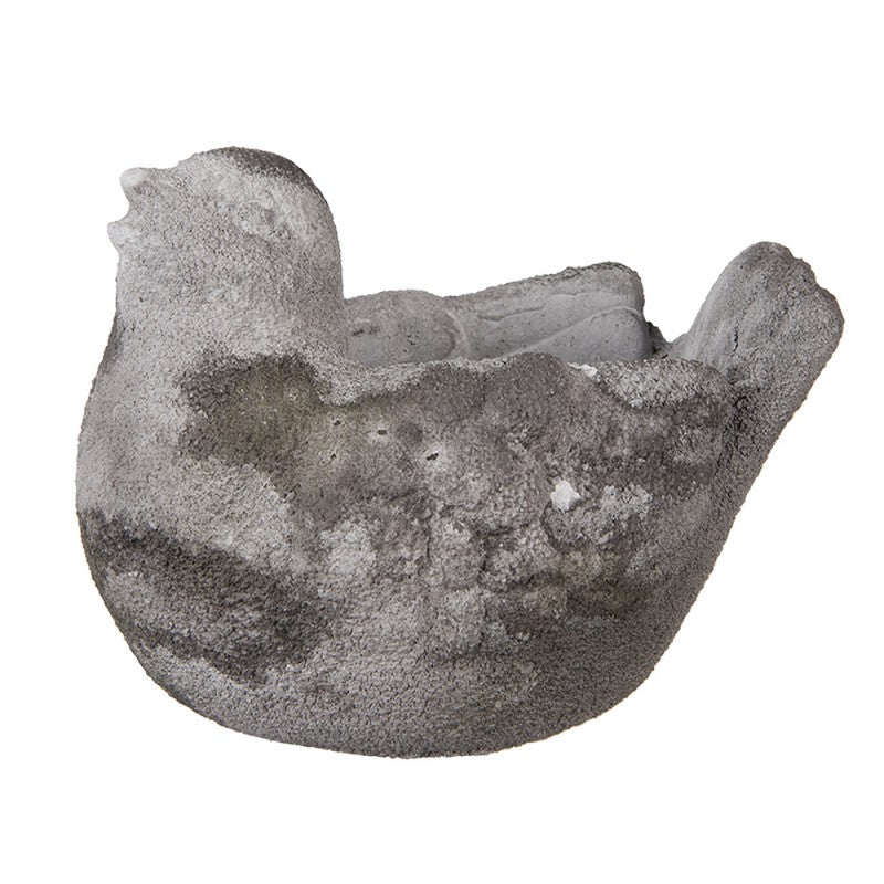 Clayre & Eef Blumentopf Vogel 18x12x13 cm Grau – Steinguss Tierfigur (6TE0564)