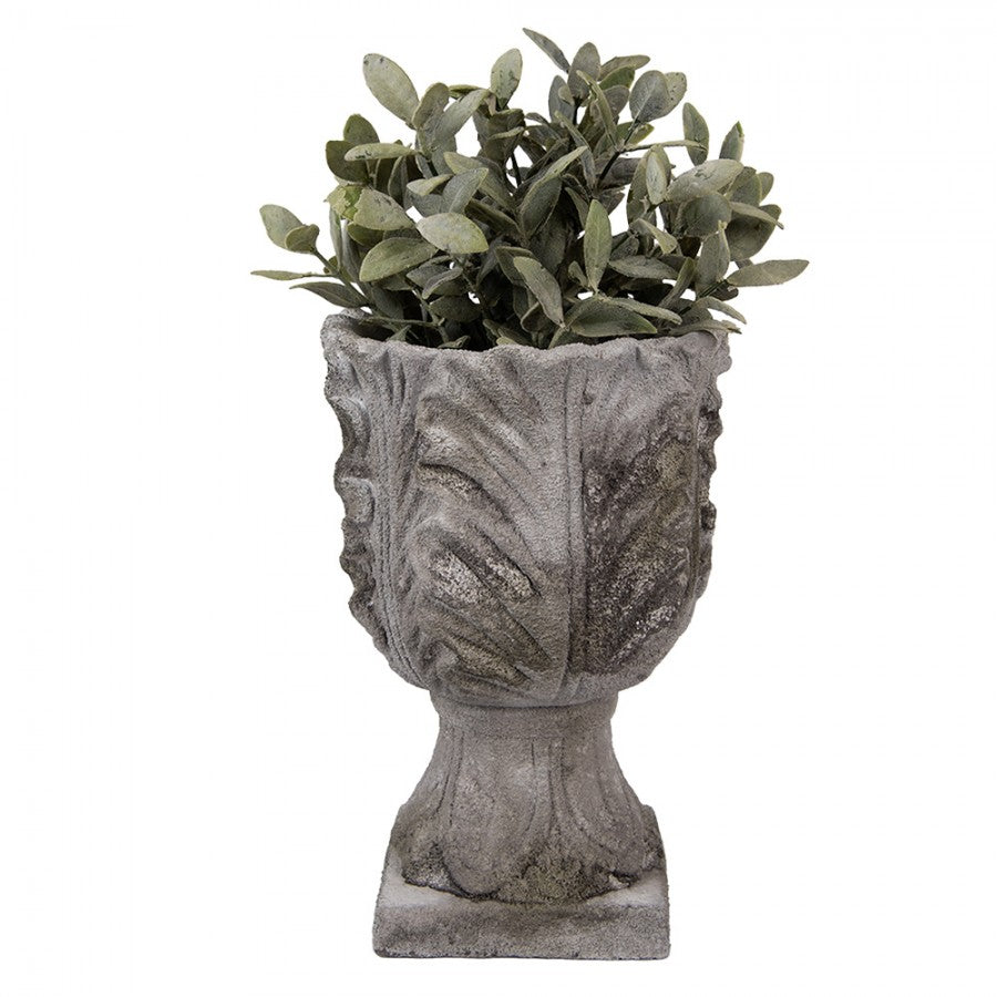 Clayre & Eef Blumentopf Ø 16x24 cm Grau – Antiker Steinguss Kelch (6TE0566)