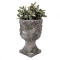 Clayre & Eef Blumentopf Ø 16x24 cm Grau – Antiker Steinguss Kelch (6TE0566)