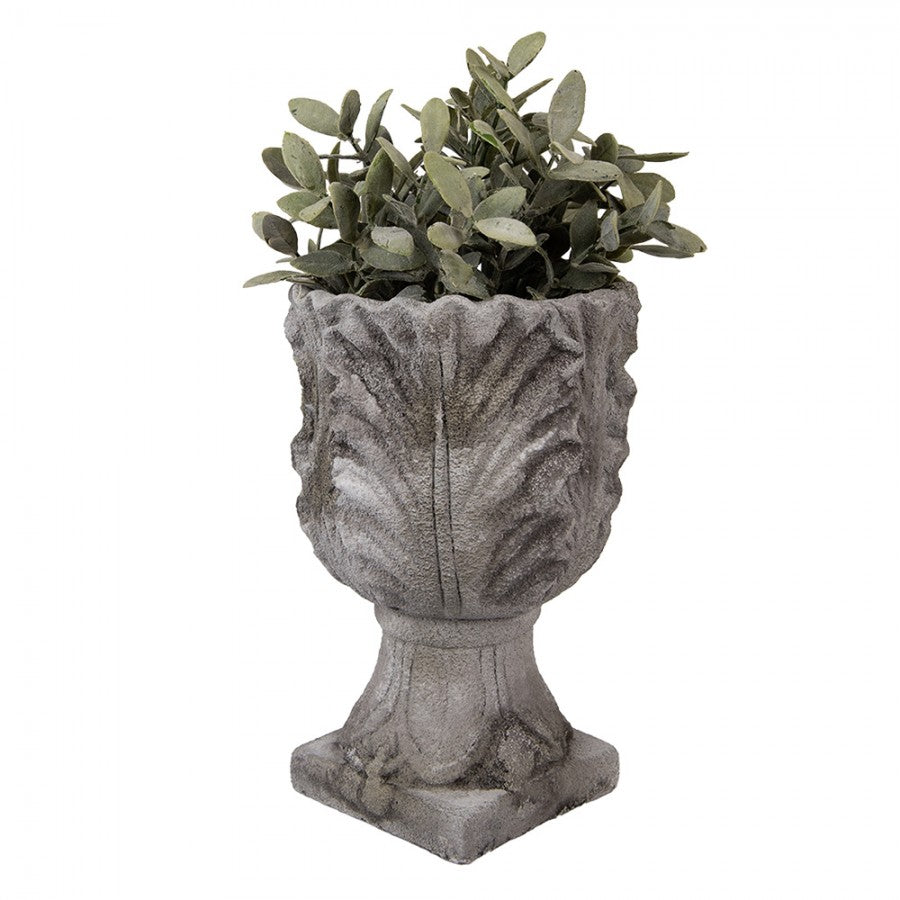 Clayre & Eef Blumentopf Ø 16x24 cm Grau – Antiker Steinguss Kelch (6TE0566)