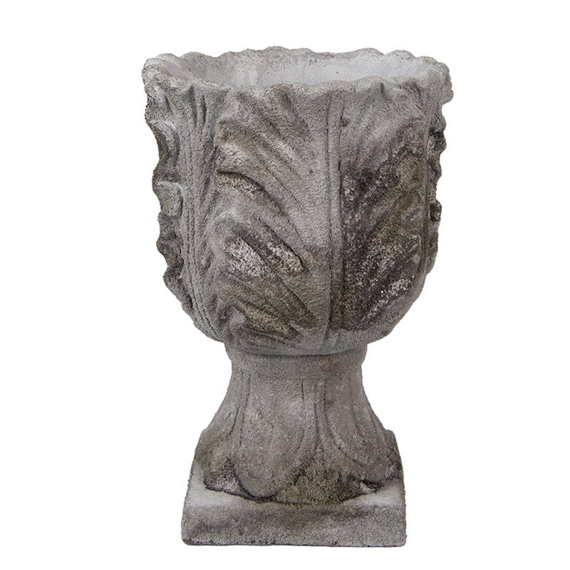 Clayre & Eef Blumentopf Ø 16x24 cm Grau – Antiker Steinguss Kelch (6TE0566)