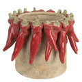 Clayre & Eef Blumentopf Ø 21x17 cm Beige Chilli – Steinguss Terrakotta-Optik L (6TE0579L)
