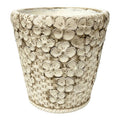 Clayre & Eef Blumentopf mit Blumen-Blüten  Ø 17x17 cm Beige – Runder Steinguss Übertopf (6TE0596)