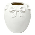 Coquette-Dekovase mit 3D-Schleifen Mattweiß Terrakotta Ø 20x23 cm von Clayre & Eef (6TE0598)