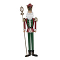 Traditionelle Weihnachtsfigur Nussknacker-König mit Zepterstab Rot-Grün-Gold Metall 11x8x36 cm von Clayre & Eef (6Y5610)