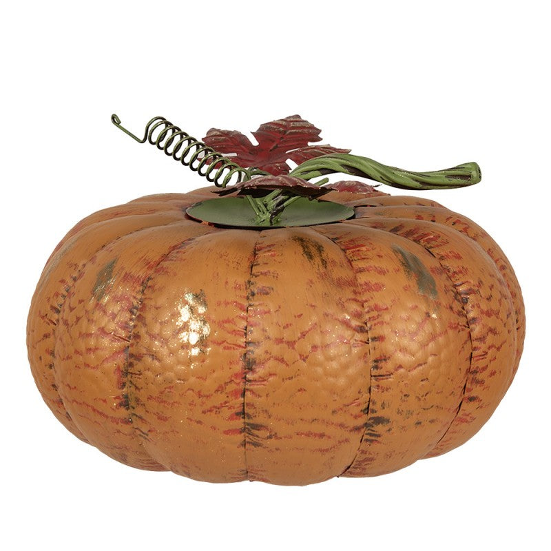 Halloween Deko-Kürbis Metall Orange breit mit Ranke Ø 31x20 cm von Clayre & Eef (6Y5614)