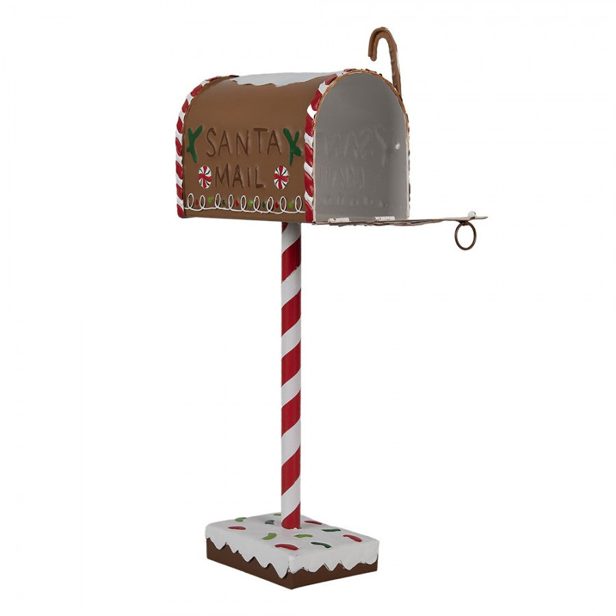 Nostalgischer Weihnachts-Standbriefkasten Lebkuchen Santa Mail Braun-Bunt Metall 14x8x37 cm von Clayre & Eef (6Y5629)