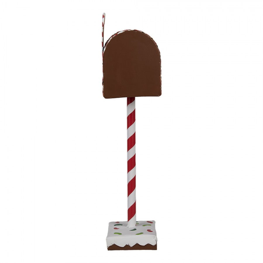 Nostalgischer Weihnachts-Standbriefkasten Lebkuchen Santa Mail Braun-Bunt Metall 14x8x37 cm von Clayre & Eef (6Y5629)