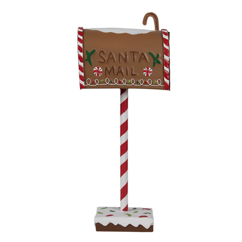 Nostalgischer Weihnachts-Standbriefkasten Lebkuchen Santa Mail Braun-Bunt Metall 14x8x37 cm von Clayre & Eef (6Y5629)