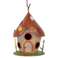 Vogelhaus Nistkasten Metall Pilzhaus Feenhaus mit Blumen Ø 17x27/54 cm von Clayre & Eef (6Y5737)
