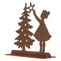 Edelrost-Weihnachtsfigur Mädchen mit Tannenbaum Metall Braun 14x5x14 cm von Clayre & Eef (6Y5780)