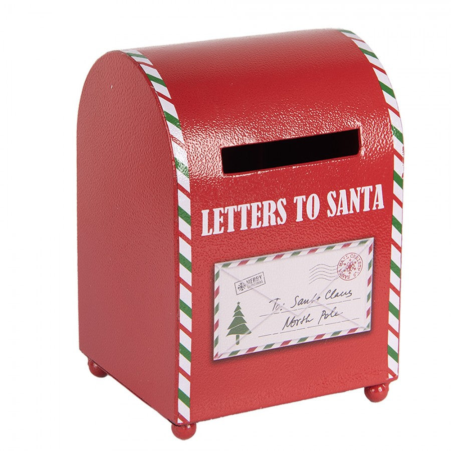 Nostalgischer Weihnachts-Tischbriefkasten Letters to Santa Rot-Weiß Metall 14x13x19 cm von Clayre & Eef (6Y5800)