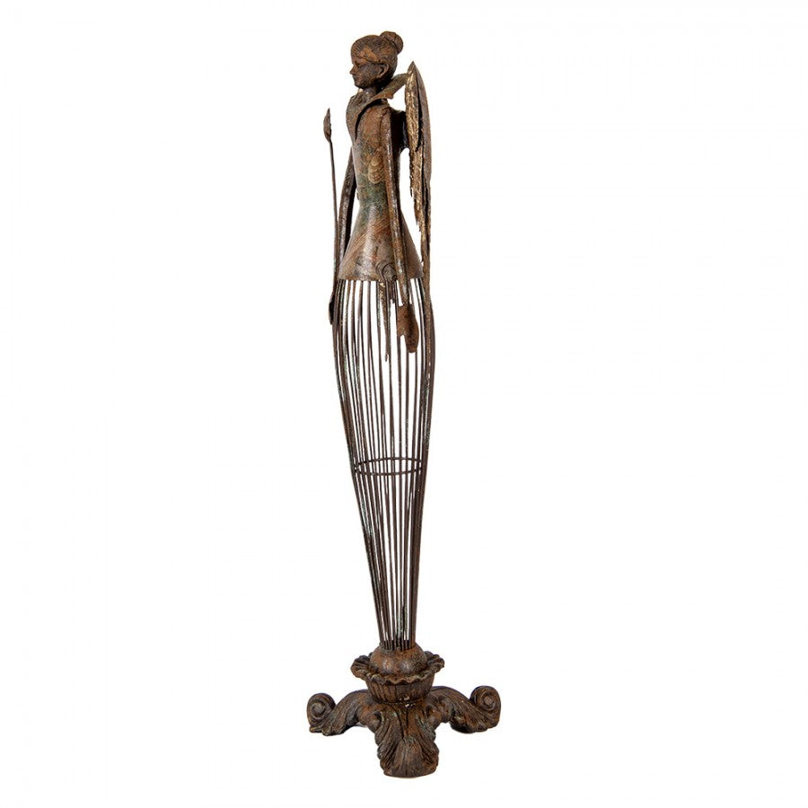 Metall-Dekorationsfigur Engel im Gitterrock auf Barocksockel Antikgold 17x15x54 cm von Clayre & Eef (6Y5837)