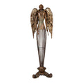 Metall-Dekorationsfigur Engel im Gitterrock auf Barocksockel Antikgold 17x15x54 cm von Clayre & Eef (6Y5837)