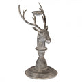 Vintage-Metall-Kerzenständer Hirschkopf Antikgrau 17x14x30 cm für Stabkerzen von Clayre & Eef (6Y5839)