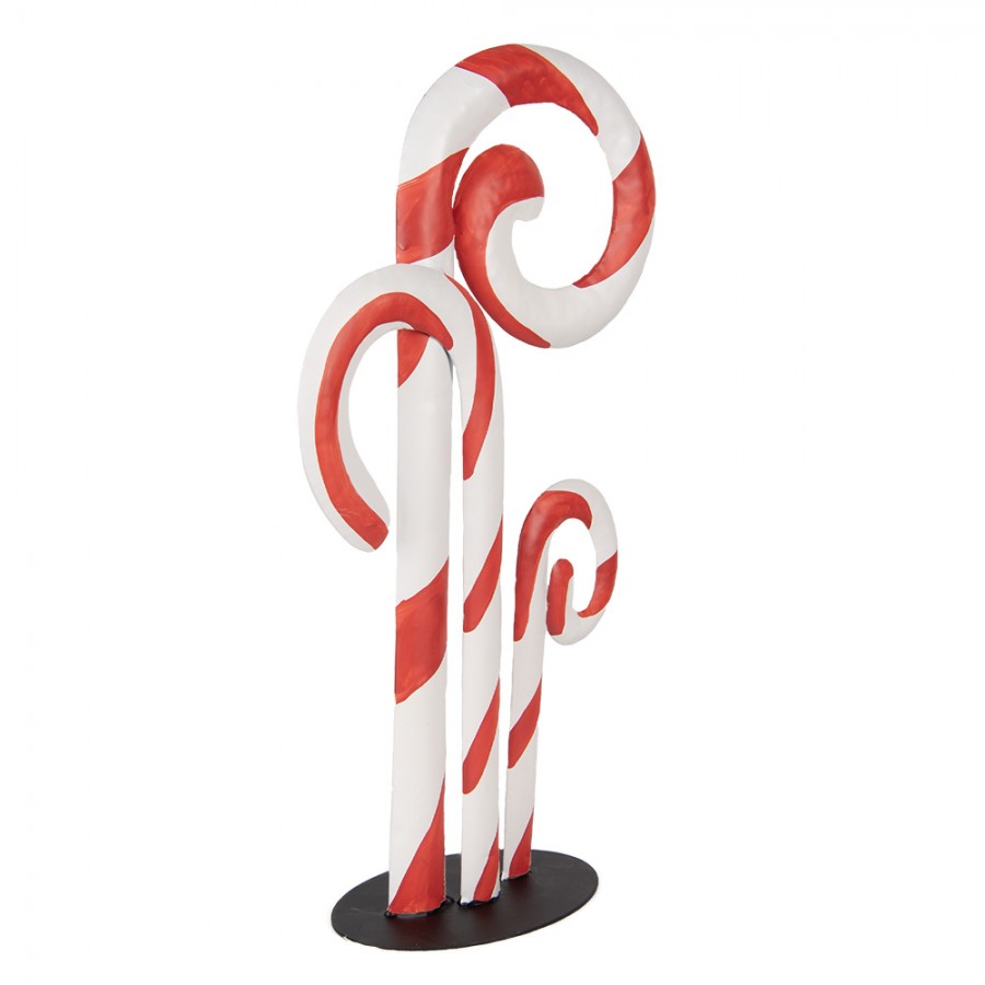 Weihnachtsdekorationsfigur Zuckerstangen Trio Spiralen Metall Weiß Rot 24x11x46 cm von Clayre & Eef (6Y5864)