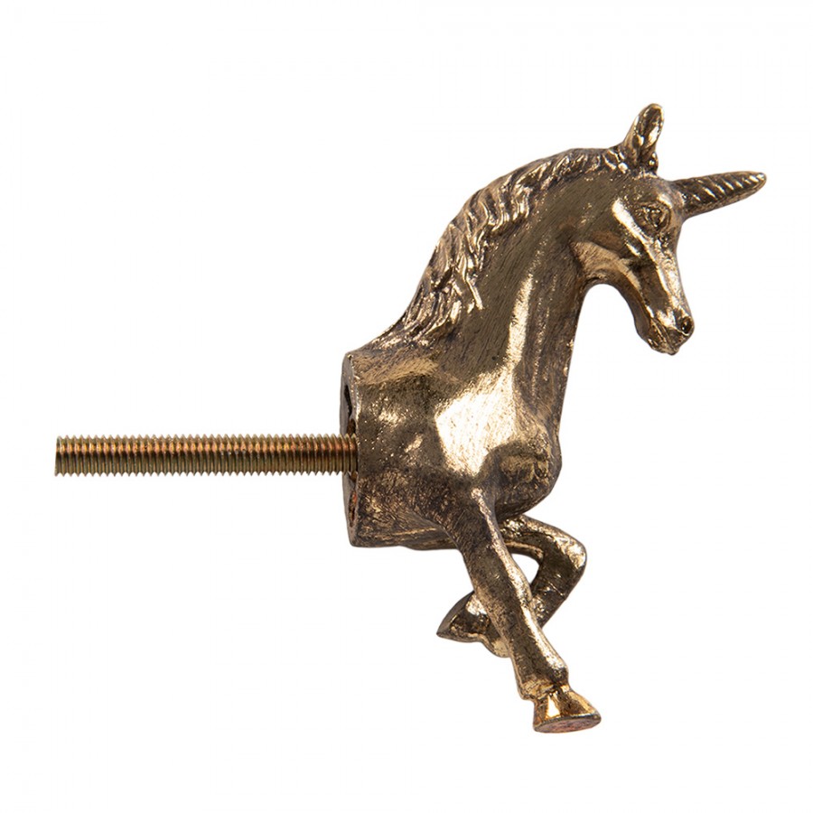 Metall-Möbelknauf Einhorn Antikgold 3x9x8 cm von Clayre & Eef (6Y5882)