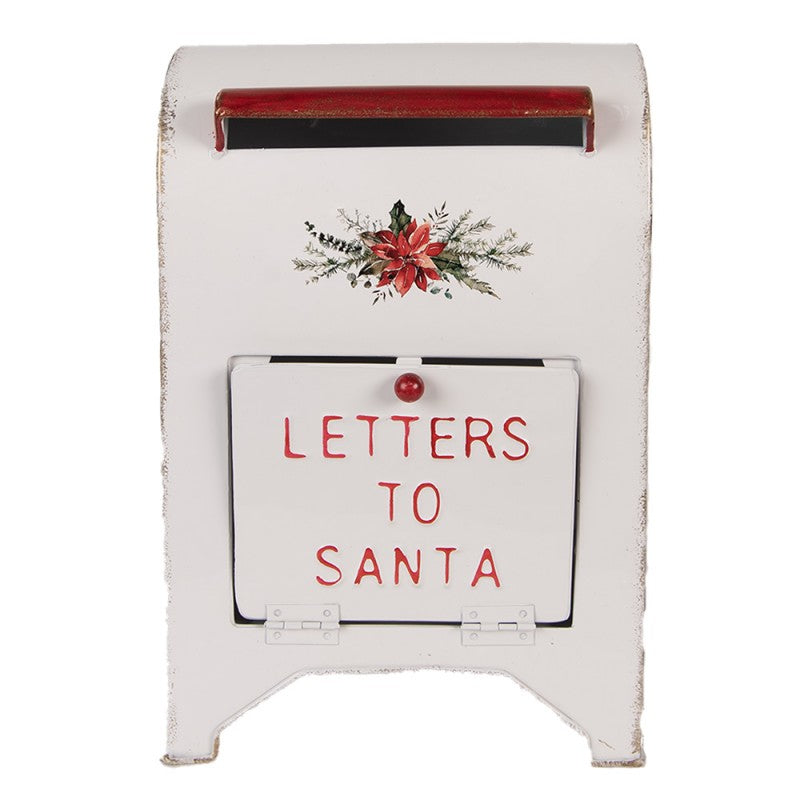 Nostalgischer Weihnachts-Briefkasten Letters to Santa mit Weihnachtsstern Weiß-Rot Metall 20x14x30 cm von Clayre & Eef (6Y5914)