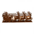 Clayre & Eef Teelichthalter Adventskranz Teelichtleiste 4-flammig Santa Rentierschlitten Rostoptik 4 Gläser 25x8x8 cm (6Y5937)