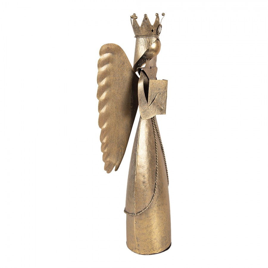 Metall-Dekorationsfigur Sängerengel mit Krone & Liederbuch Antikgold 17x10x39 cm von Clayre & Eef (6Y5943)