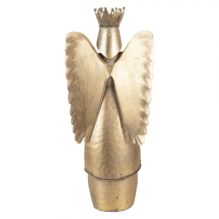 Metall-Dekorationsfigur Sängerengel mit Krone & Liederbuch Antikgold 17x10x39 cm von Clayre & Eef (6Y5943)