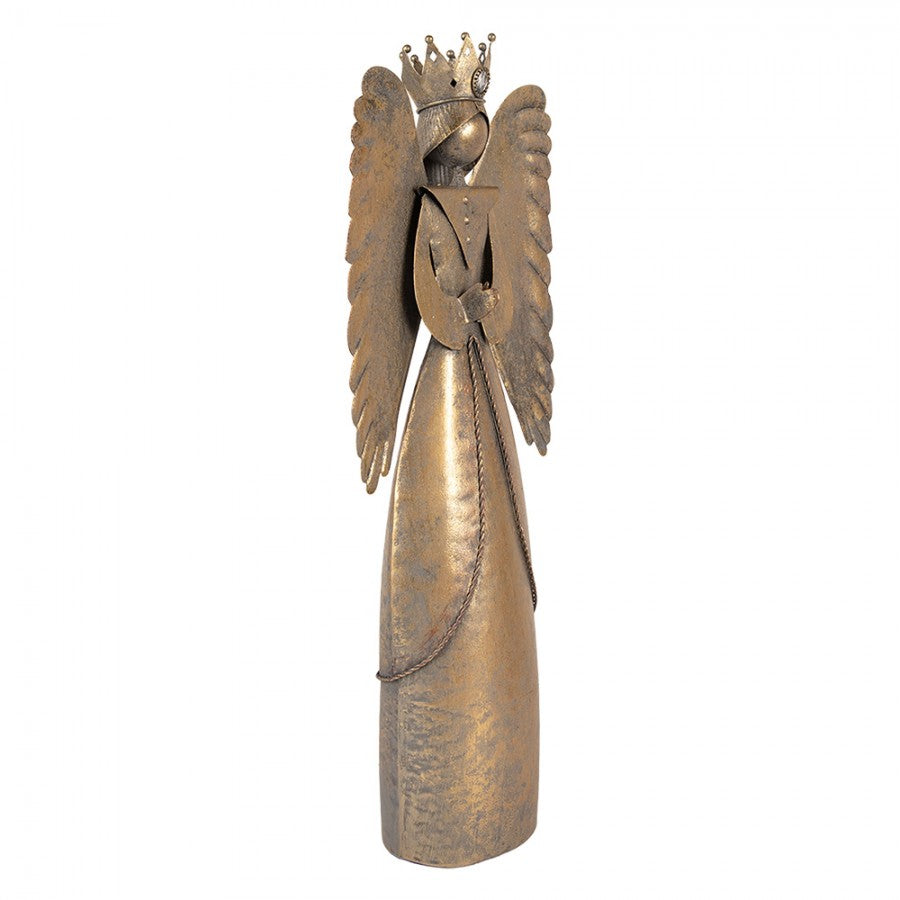 Metall-Dekorationsfigur Schutzengel mit Krone Antikgold 17x10x46 cm von Clayre & Eef (6Y5944)