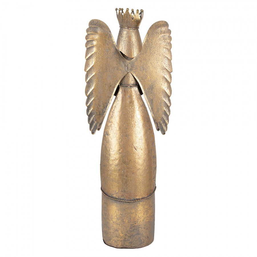 Metall-Dekorationsfigur Schutzengel mit Krone Antikgold 17x10x46 cm von Clayre & Eef (6Y5944)