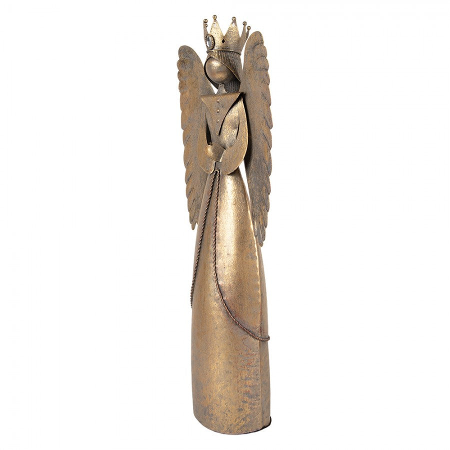 Metall-Dekorationsfigur Schutzengel mit Krone Antikgold 17x10x46 cm von Clayre & Eef (6Y5944)