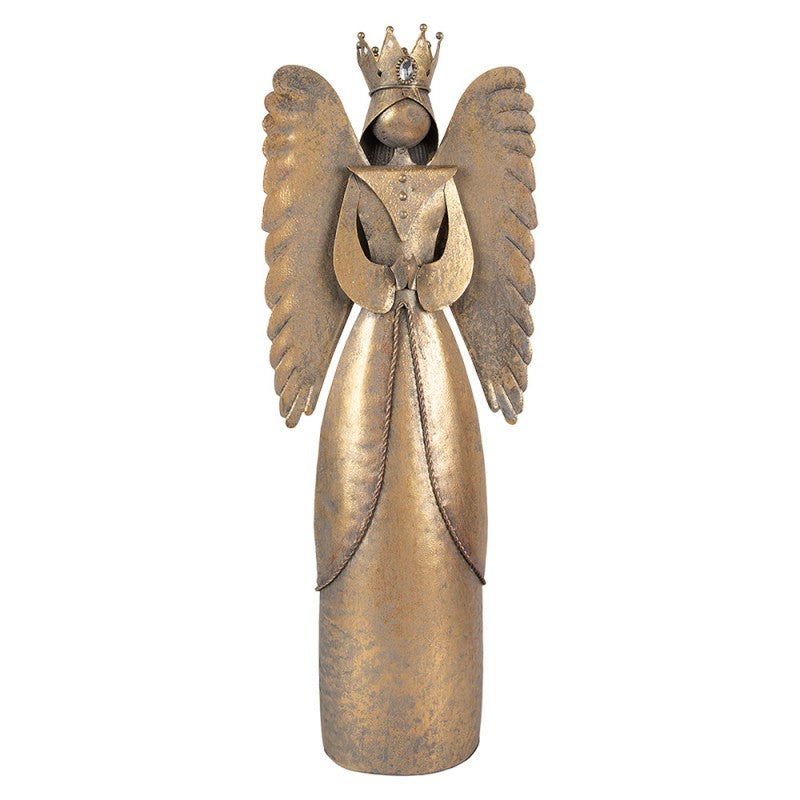 Metall-Dekorationsfigur Schutzengel mit Krone Antikgold 17x10x46 cm von Clayre & Eef (6Y5944)