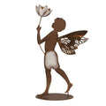 Metall-Dekorationsfigur Engel mit Blüte Antikgold-Braun 20x8x36 cm von Clayre & Eef (6Y5959)
