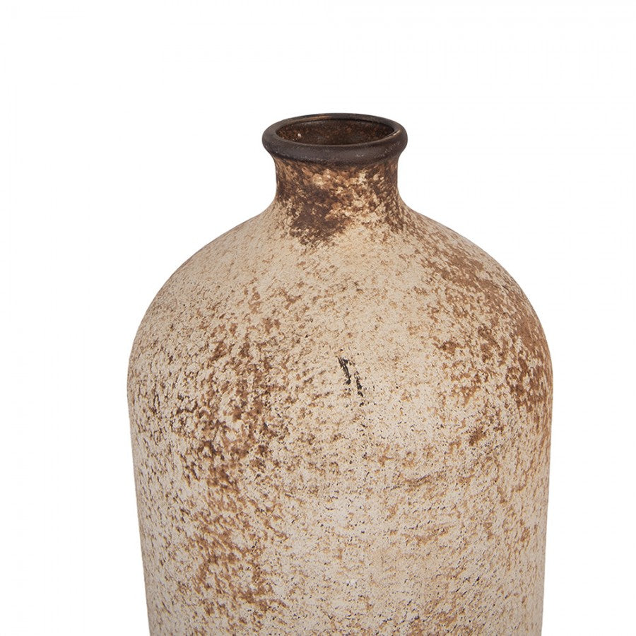Wabi-Sabi-Bodenvase Sandsteinoptik Beige-Braun Metall Ø 14x42 cm von Clayre & Eef (6Y6001)