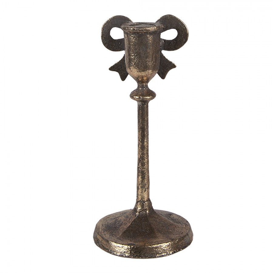 Metall-Kerzenständer Schleife Antikgold Ø 9x20 cm für Stabkerzen von Clayre & Eef (6Y6003)