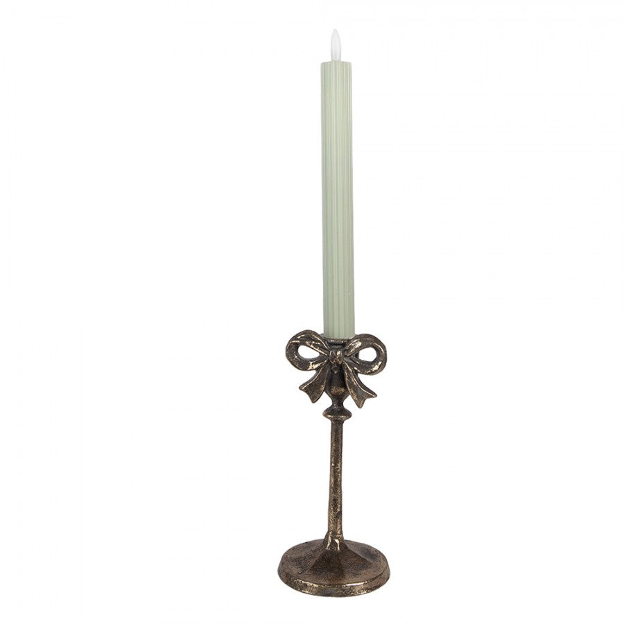 Metall-Kerzenständer Schleife Antikgold Ø 9x20 cm für Stabkerzen von Clayre & Eef (6Y6003)